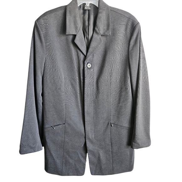 Jhane Barnes Mens Zippered One Button Blazer Sz 40 - Picture 2 of 12